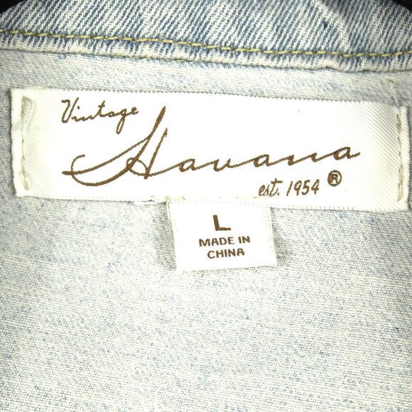 VINTAGE HAVANA MEN'S JHIRT JEAN SHIRT PEACE HAPPINESS & LOVE SIZE LARGE GRUNGE - Picture 5 of 8